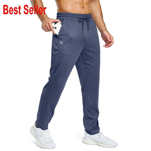 Men's Lightweight Stretch Track Pants Tapered Fit Athletic Joggers Gym Running